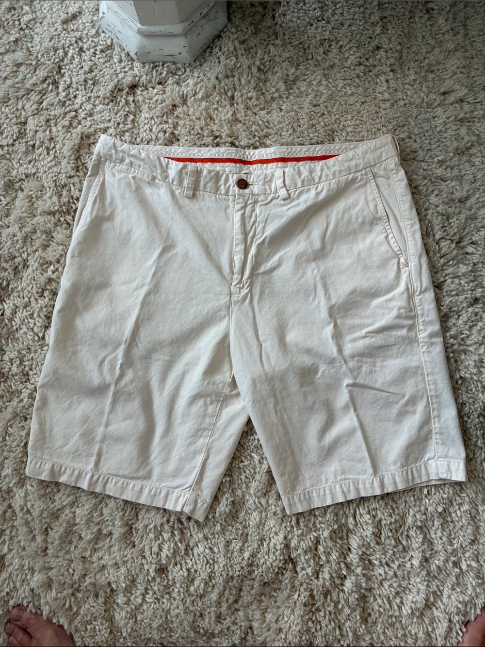 Tommy Bahama Cream Flat-Front Cotton Shorts